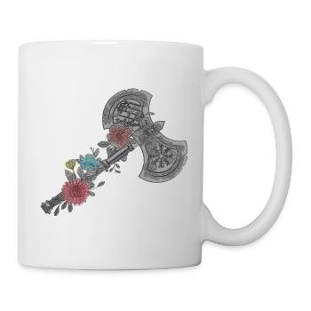 Celtic Vikings With Flowers Double Axe Design - Mug - white - Right