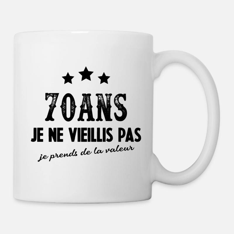 Vieillis pas cadeau anniversaire 70 ans Humour - Mug blanc - blanc