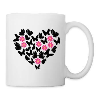 Schmetterlinge im Herzen - Tasse - Weiß - Rechts