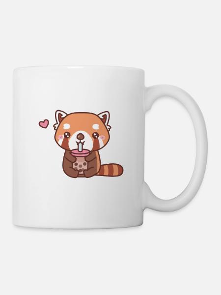 Süßer roter Panda liebt Bubble Milk Tee - Tasse - Weiß