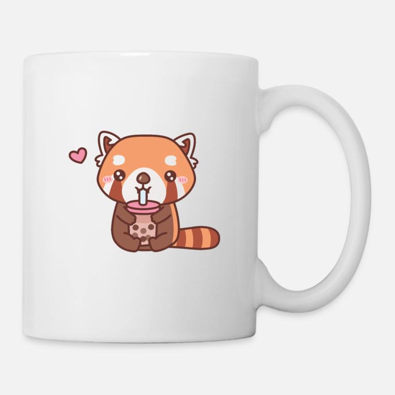 Süßer roter Panda liebt Bubble Milk Tee - Tasse - Weiß