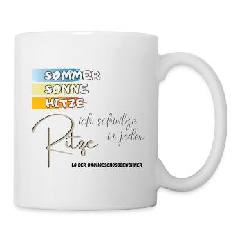 Sommer Sonne Hitze ich schwitze in jeder Ritze fun - Tasse - Weiß - Rechts