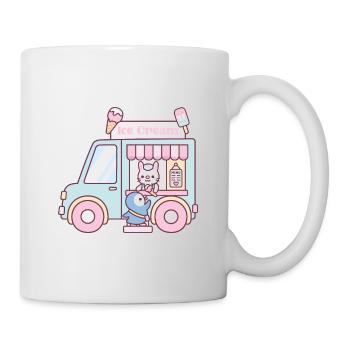 Eiswagen, süßes Kaninchen und Pinguin - Tasse - Weiß - Rechts
