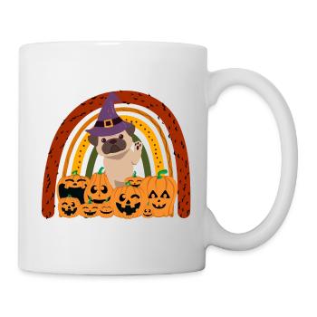 Süßer Mops Halloween Kostüm Hund - Tasse - Weiß - Rechts