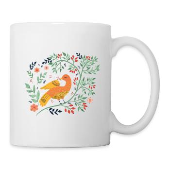 Vogel Volkskunst Vogel - Tasse - Weiß - Rechts