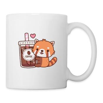 Mignon panda rouge étreignant le café glacé - Mug blanc - blanc - Droite