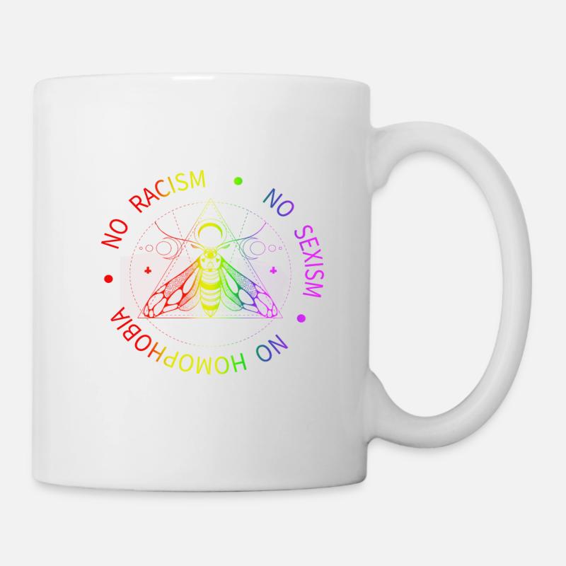 Death Moth Gothic Metal Pentagram - Pas de racisme - Mug blanc - blanc