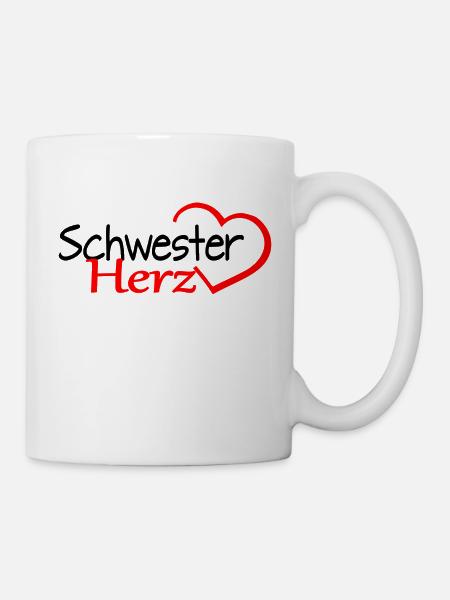 Schwester Herz - Tasse - Weiß