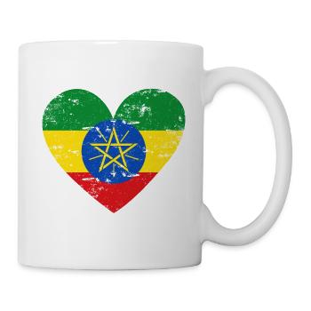 Äthiopien Flaggenherz - Tasse - Weiß - Rechts