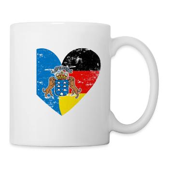 Kanarische Inseln Wappen Deutschland Flaggenherz - Tasse - Weiß - Rechts