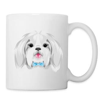 Portrait of a pretty Shih Tzu with blue bow - Mug - white - Right
