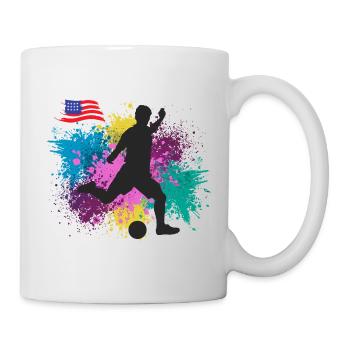 Fußball USA Grungy Farbspritzer - Tasse - Weiß - Rechts
