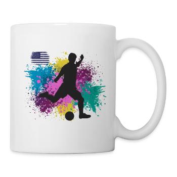 Fußball USA Grungy Farbspritzer - Tasse - Weiß - Rechts