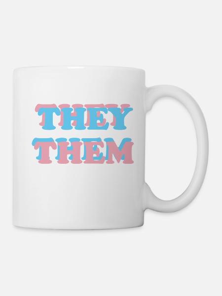 Ils / Eux pronoms trans non-binaires agender LGBT - Mug blanc - blanc