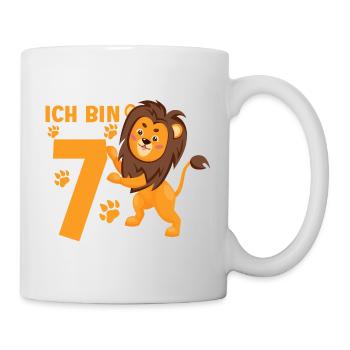 Löwe 7 Jahre Löwen 7 Kindergeburtstag - Tasse - Weiß - Rechts