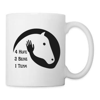 4 Hufe 2 Beine 1 Team - Tasse - Weiß - Rechts
