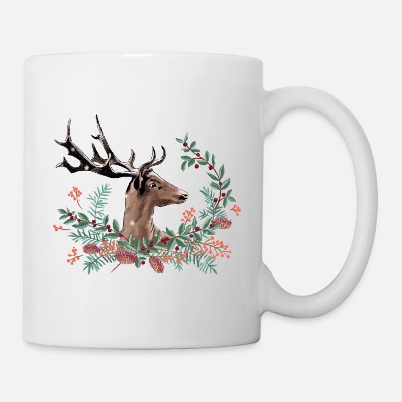 Cerf festif - Mug blanc - blanc