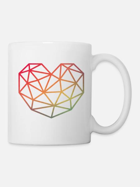 Polygon Herz Farbverlauf bunt Liebe Musik Romantik - Tasse - Weiß