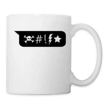 Comic Sprechblase Totenkopf Blitz Stern Symbole - Tasse - Weiß - Rechts