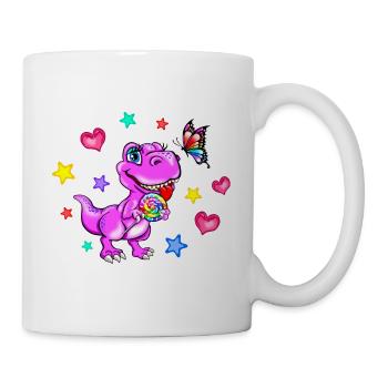 Pink Dinosaur - Dinosaur Girl - Mug - white - Right