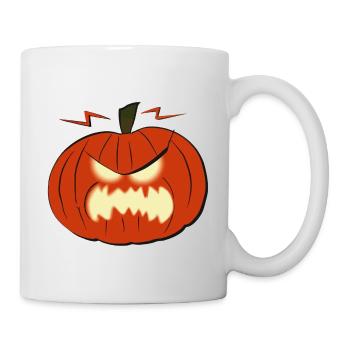 Visage de citrouille aux yeux brillants Halloween - Mug blanc - blanc - Droite