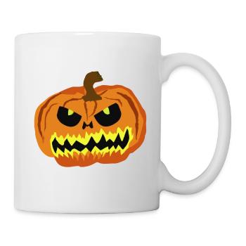 Visage de citrouille aux yeux brillants Halloween - Mug blanc - blanc - Droite