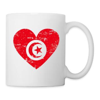 Tunesien Flaggenherz - Tasse - Weiß - Rechts