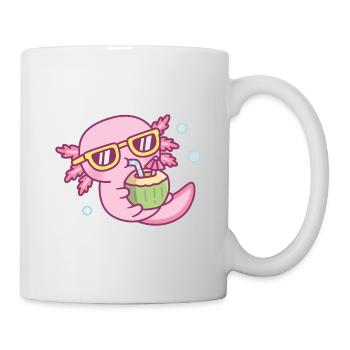 Cute Axolotl Chilling With Coconut Drink - Mug - white - Right