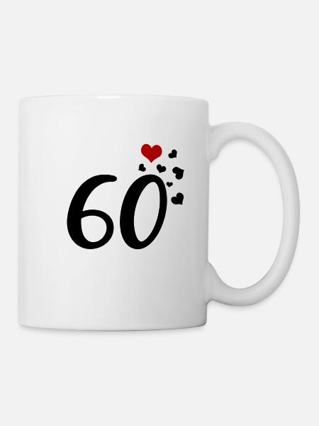 60th birthday anniversary hearts 60 - Mug - white