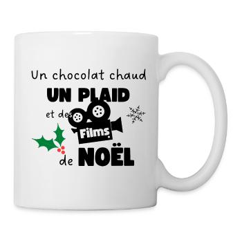 Mug Chocolat chaud plaid et films de Noël - Mug blanc - blanc - Droite