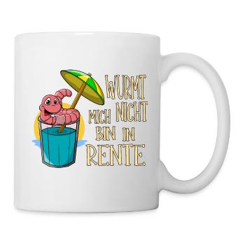 Rente Pension Ruhestand lustiger Wurm am Strand - Tasse - Weiß - Rechts