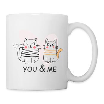 Valentinstag Verliebte Katzen you & me Valentine - Tasse - Weiß - Rechts