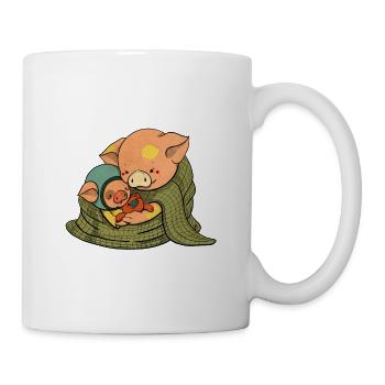 Mutterschwein und Ferkel - Tasse - Weiß - Rechts