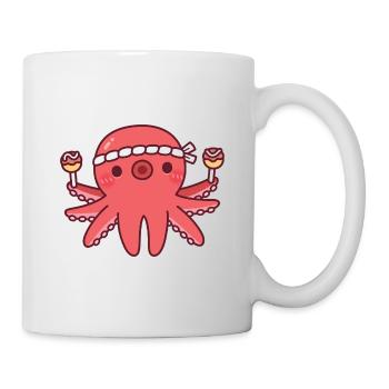 Cute Octopus Holding Japanese Takoyaki - Mug - white - Right