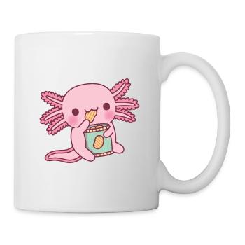 Mignon Axolotl mangeant des chips de pommes de terre - Mug blanc - blanc - Droite