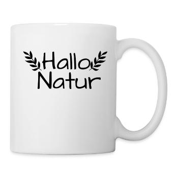 Hallo Natur, Frühlingsdesign, Frühlingsgruß - Tasse - Weiß - Rechts