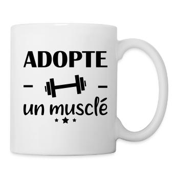 Adopte un musclé, idée cadeau musculation - Mug blanc - blanc - Droite