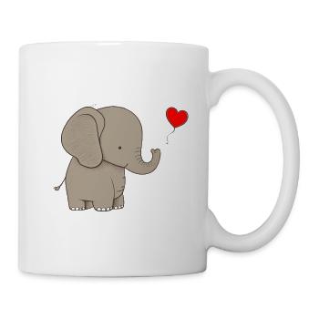 Elefant mit Herz Geschenk - Tasse - Weiß - Rechts