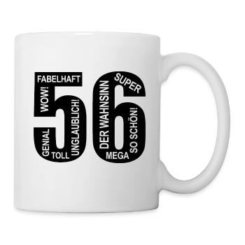 56. Geburtstag Wow Lustiges Motiv Nummer Ziffer 56 - Tasse - Weiß - Rechts
