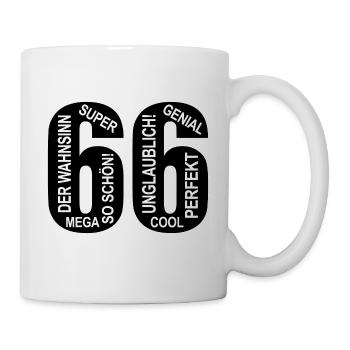 66. Geburtstag Wow Lustiges Motiv Nummer Ziffer 66 - Tasse - Weiß - Rechts