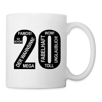 20. Geburtstag Wow Lustiges Motiv Nummer Ziffer 20 - Tasse - Weiß - Rechts