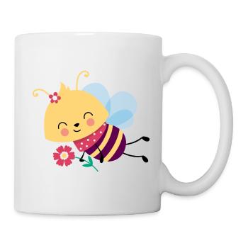 Abeille avec fleur - Mug blanc - blanc - Droite