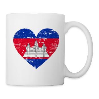 Cœur de drapeau du Cambodge - Mug blanc - blanc - Droite