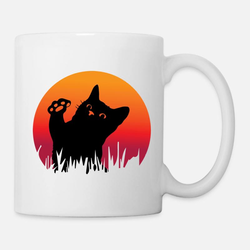 Niedliche Katze - schwarze Katze - Tasse - Weiß