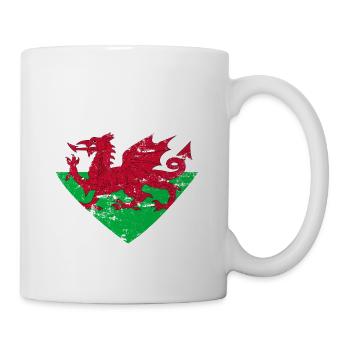Wales Flaggenherz - Tasse - Weiß - Rechts