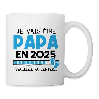 Je vais être papa en 2025 veuillez patienter... - Mug blanc - blanc - Droite