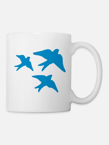 Schwalben - Liebe, Freiheit, Heimat, Familie, - Tasse - Weiß