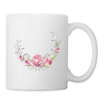 Wreath of flowers with roses, customisable - Mug - white - Right