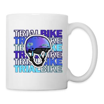 blaues TRIALBIKE Design mit Fahrrad Trial Helm - Tasse - Weiß - Rechts