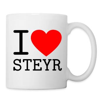 i love Steyr Minimalistisches Herz Souvenir - Tasse - Weiß - Rechts